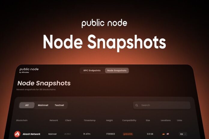 Allnodes Launches Node Snapshots to Improve Blockchain Node Management